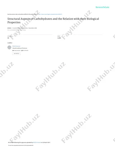 structural aspects of carbohydrates and the relation with their biological properties — PDF