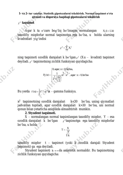 statistik gipotezalarni tekshirish — PDF
