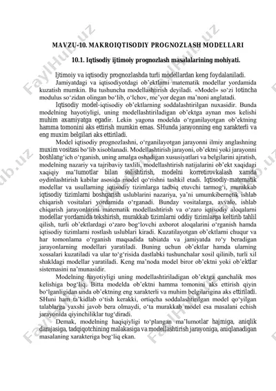 makro iqtisodiy prognorzlash modellari — PDF