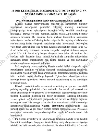 keynschilik: makro-iqtisodiyotda ish haqi va narxların muvozanatli darajasi — PDF
