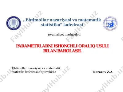 parametrlarni ishonchli oraliq usuli bilan baholash — PDF