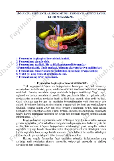fermentlar biokimyosi — PDF