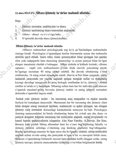 shaxs ijtimoiy ta’sirlar — PDF