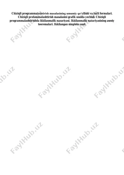 chiziqli programmalashtirish masalalari va turli formalari — PDF