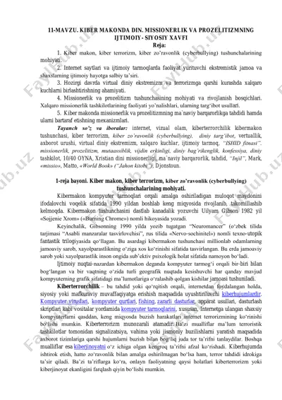 din. missionerlik va prozelitizmning ijtimoiy-siyosiy xavfi — PDF