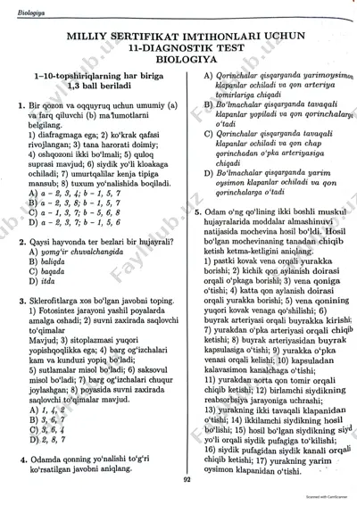 biologiya testi — PDF