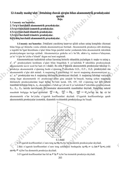 detalning chorak qirqim bilan aksonometrik proeksiyasini qurish — PDF
