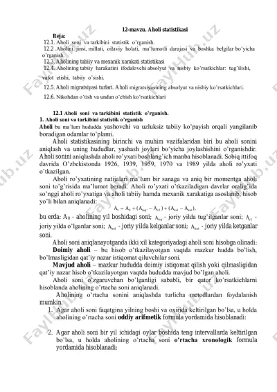 aholi statistikasi — PDF