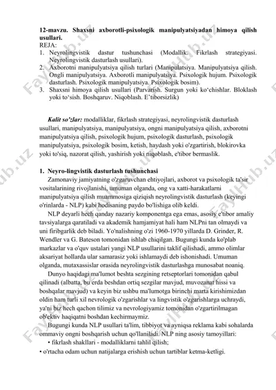 shaxsni axborotli-psixologik manipulyatsiyadan himoya qilish usullari — PDF