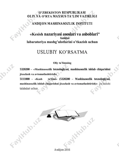 labaratoriya mashg’ulotlarini o’tkazish uchun uslubiy ko’rsatma — PDF