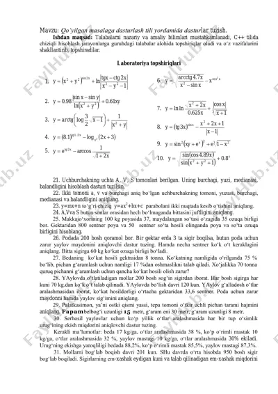 dasturlash tili yordamida dasturlar tuzish — PDF