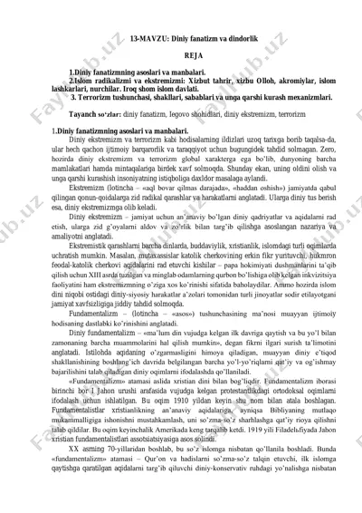 diniy fanatizm va dindorlik — PDF