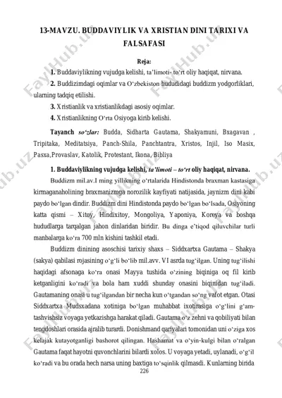 buddaviylik va xristian dini tarixi va falsafasi — PDF