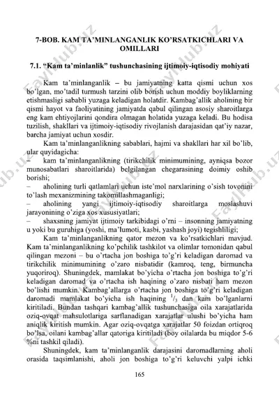 kam ta'minlanganlik ko'rsatkichlari va omillar — PDF