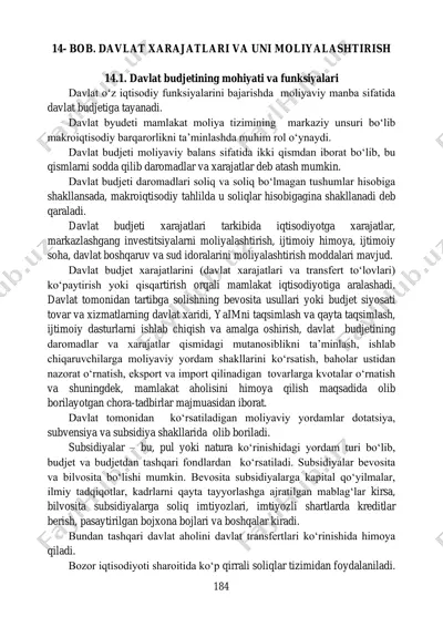 davlat budjetining mohiyati va funksiyalari — PDF