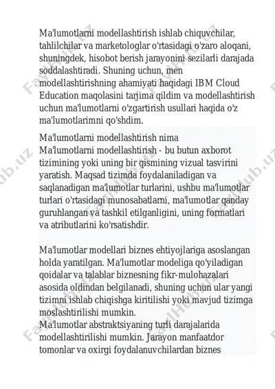 ma'lumotlarni modellashtirish — PDF