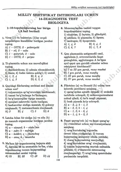 milliy sertifikat namunaviy eat topshiriglart — PDF