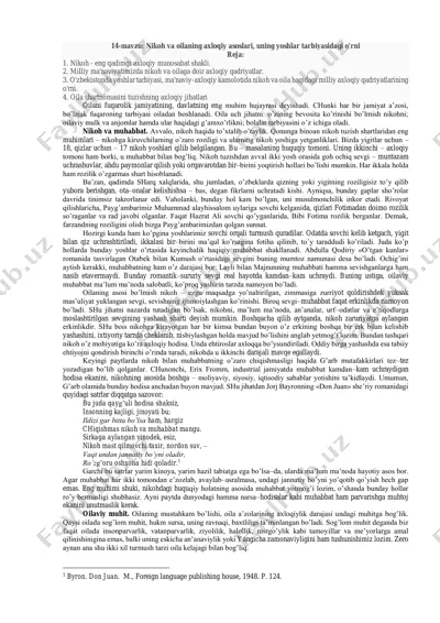 nikoh va oilaning axloqiy asoslari, uning yoshlar tarbiyasidagi o'rni — PDF