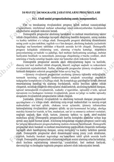 demografik jarayonlarni prognozlash — PDF