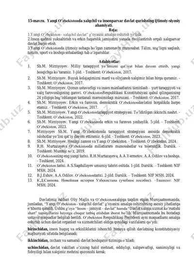 yangi o’zbekistonda xalqchil va insonparvar davlat qurishning ijtimoiy-siyosiy ahamiyati — PDF