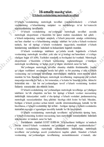 o‘lchash vositalarining metrologik tavsiflari — PDF