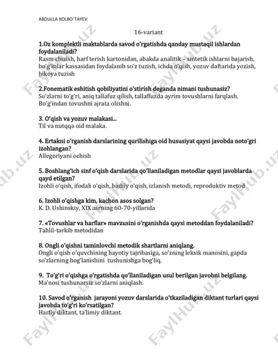 savod o‘rganishning 16 ta varianti — PDF