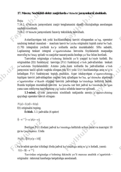 elektr zanjirlarda o’tkinchi jarayonlarni xisoblash — PDF