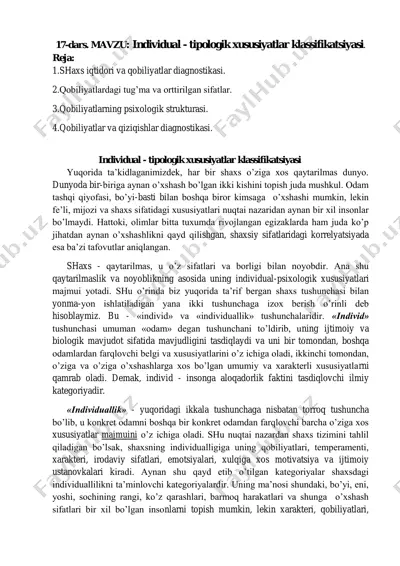 individual - tipologik xususiyatlar klassifikatsiyasi — PDF