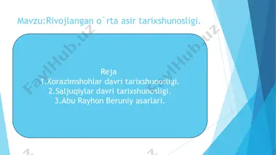 xorazimshohlar davri tarixshunosligi — PPT