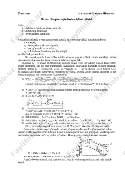 aniqlikni oshirish rejimlari — PDF