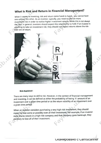 risk va tavsiya talab etishning moliyaviy boshqaruvda ma'nosi nima? — PDF