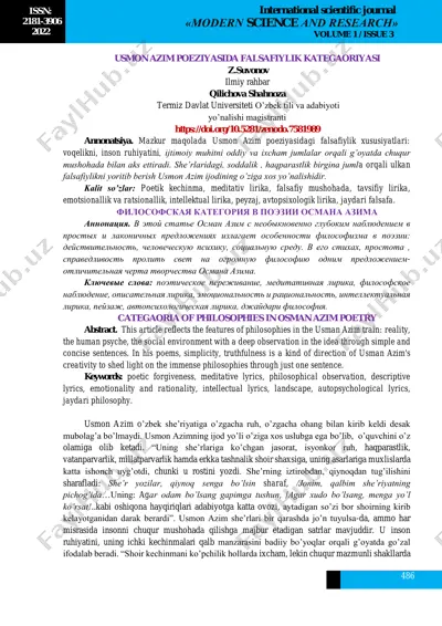 usmon azim poeziyasidagi falsafiylik xususiyatlari — PDF