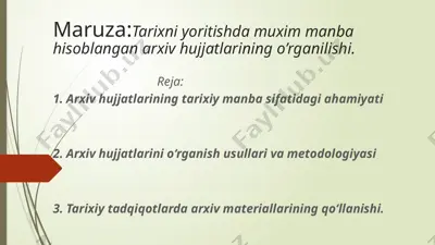 arxiv hujjatlari tarixiy o'rganish — PPTX