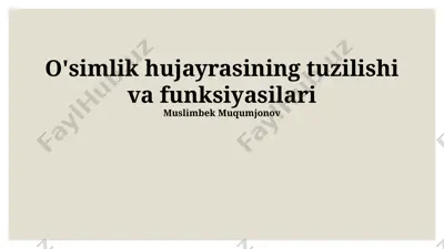 o'simlik hujayrasining tuzilishi va funksiyasilari — PPTX