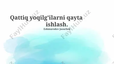 qattiq yoqilgʻi qayta ishlash — PPTX