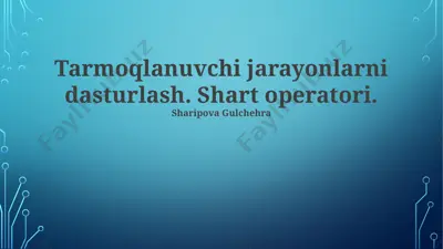 tarmoqlanuvchi jarayonlarni dasturlash. shart operatori. — PPTX
