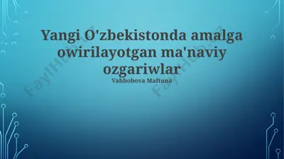 yangi o'zbekistonda amalga owirilayotgan ma'naviy ozgariwlar — PPTX