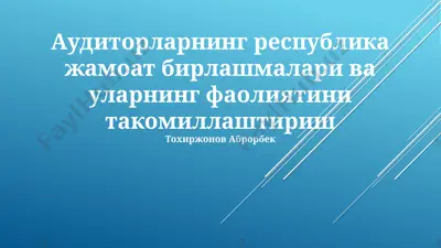 auditorlik faoliyatini yaxshilash — PPTX