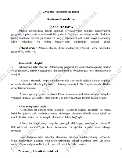 atlantis afsonasining tahlili — DOCX
