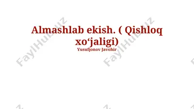 oʻrim-yigʻim texnikalari — PPTX
