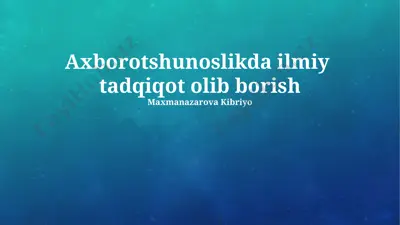 axborot vizuallashtirish va tahlili — PPTX