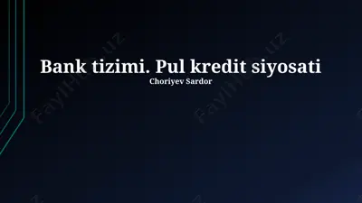 bank tizimi. pul kredit siyosati — PPTX