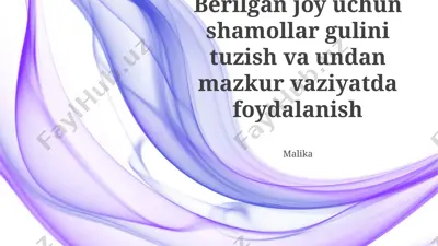 shamol rozasi tuzish va foydalanish — PPTX