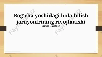 maktabgacha yoshdagi bolalarda idrokning rivojlanishi — PPTX