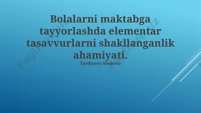 bolalarni maktabga tayyorlashda elementar tasavvurlarni shakllanganlik ahamiyati — PPTX