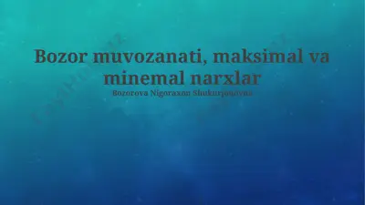 bozor muvozanati, maksimal va minimal narxlar — PPTX