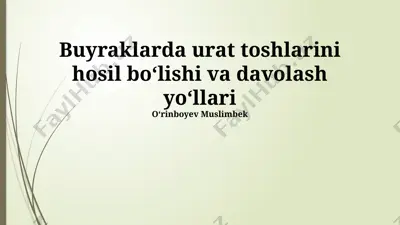 buyrak toshlarini hosil bo‘lishi va davolash yo‘llari — PPTX