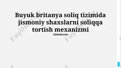 buyuk britaniya soliq tizimi — PPTX
