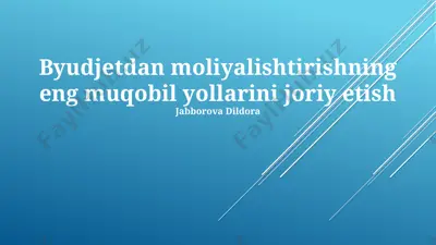 byudjetdan moliyalishtirishning eng muqobil yollarini joriy etish — PPTX