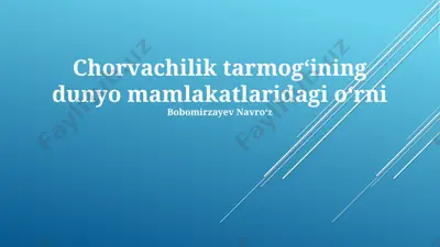 chorvachilik tarmogʻining dunyo mamlakatlaridagi oʻrni — PPTX